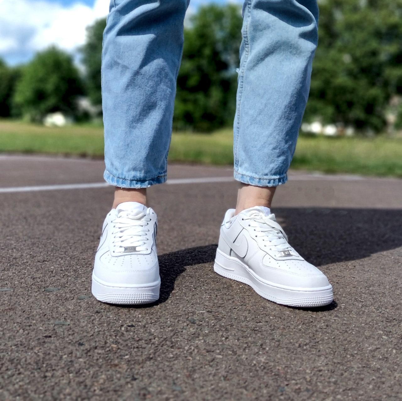 Женские кроссовки Nike Air Force 1 Low, кожа, белый, Вьетнам Найк Еір Форс 1 Лов білі шкіряні - фото 7 - id-p2179211448