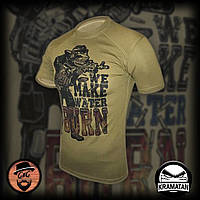 Армейская футболка цвета койот "WE MAKE WATER BURN", мужские футболки и майки, тактическая и форменная одежда