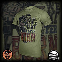 Армійська футболка кольору олива "WE MAKE WATER BURN", чоловічі футболки і майки, тактична і формений одяг