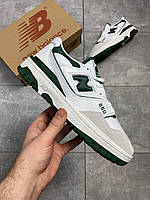 Кроссовки в стиле New Balance 550 White Grey Green (Белый) Нью Бэлэнс белые 36