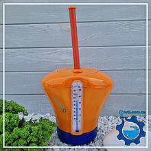 Поплавок-дозатор для басейну для великих таблеток хлору з термометром Kokido CD16BU (табл. 75 мм) помаранчевий