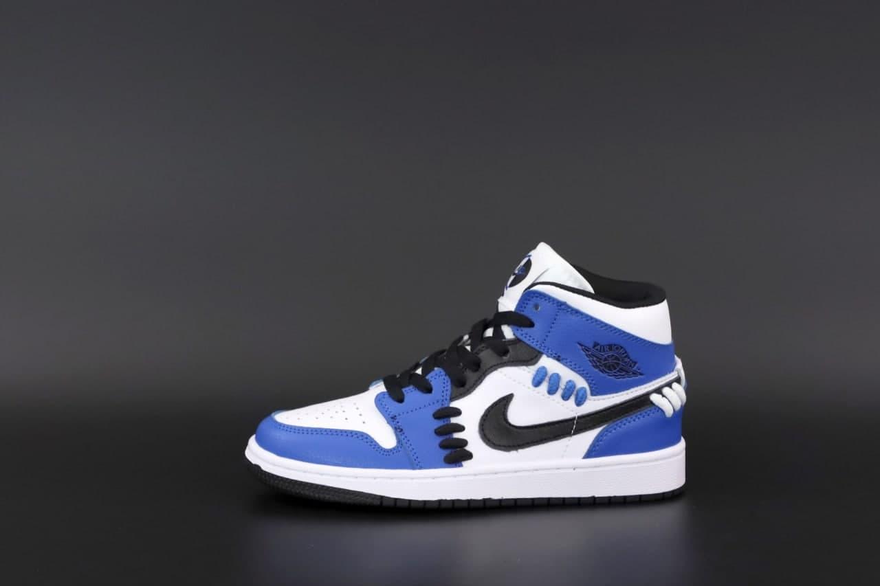 Женские кроссовки Nike Air Jordan 1 Retro High,Найк Эир Джордан 1 Ретро Хай черные с белым с синим - фото 5 - id-p2179229979