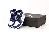 Жіночі кросівки Nike Air Jordan 1 Retro High, шкіра, синій, білий, В'єтнам