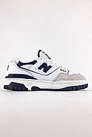 Чоловічі кросівки в стилі New Balance 550 Navy (Білий) Нью Бэлэнс 550 неві білі