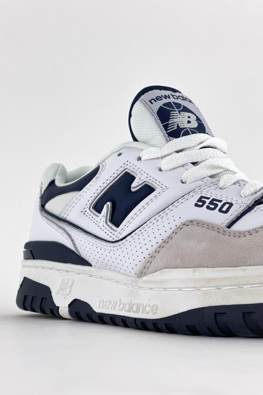 Мужские кроссовки в стиле New Balance 550 Navy (Белый) Нью Бэлэнс 550 нэви белые - фото 8 - id-p2179229985