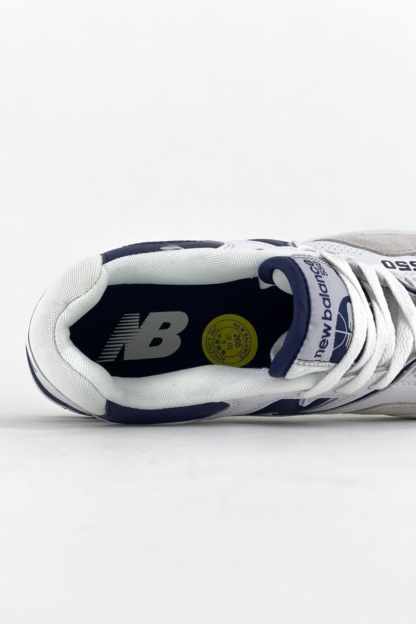 Мужские кроссовки в стиле New Balance 550 Navy (Белый) Нью Бэлэнс 550 нэви белые - фото 9 - id-p2179229985