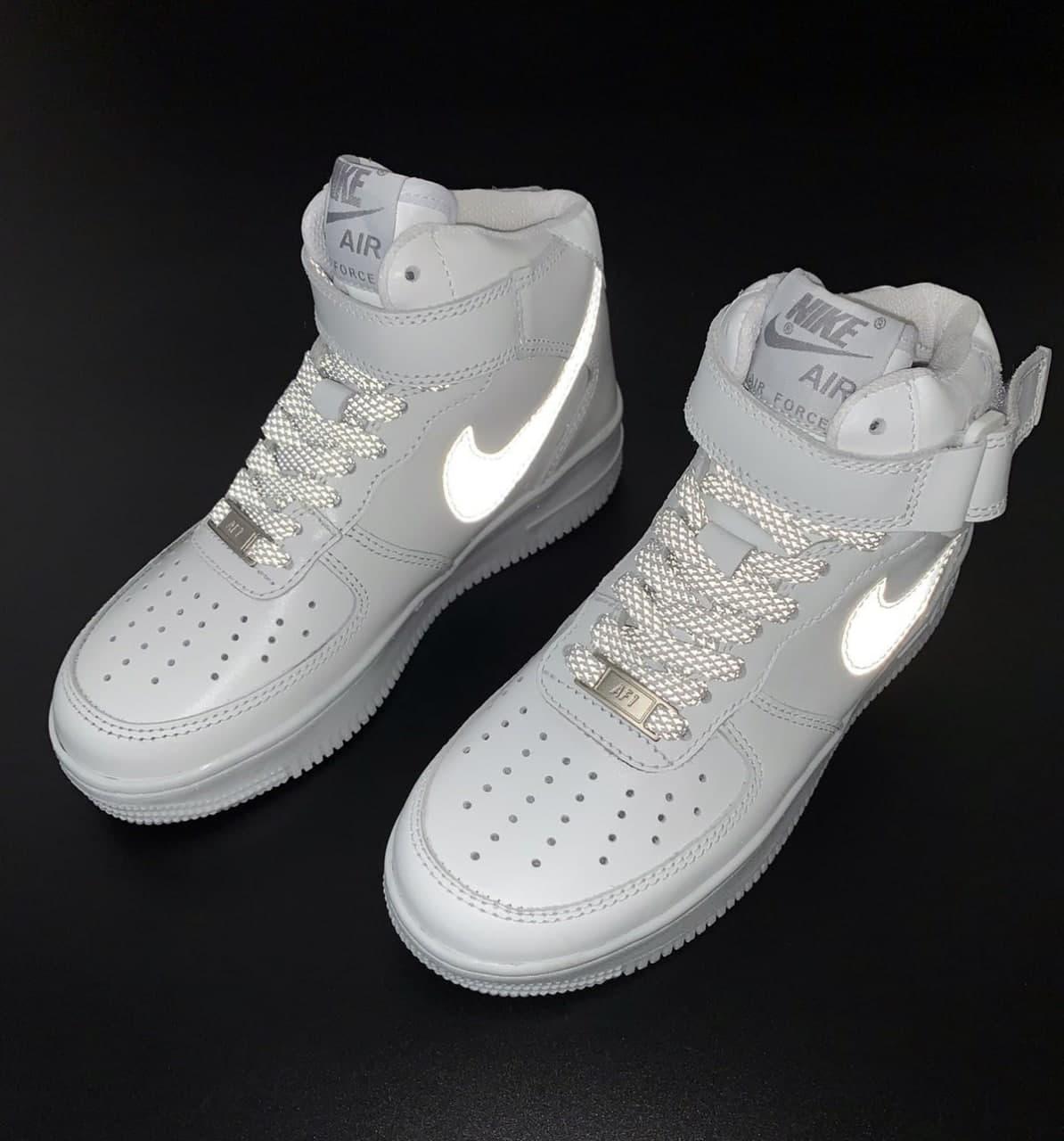 Женские кроссовки Nike Air Force 1 Mid, Найк Эир Форс 1 Мид белые с серым - фото 7 - id-p2179229988