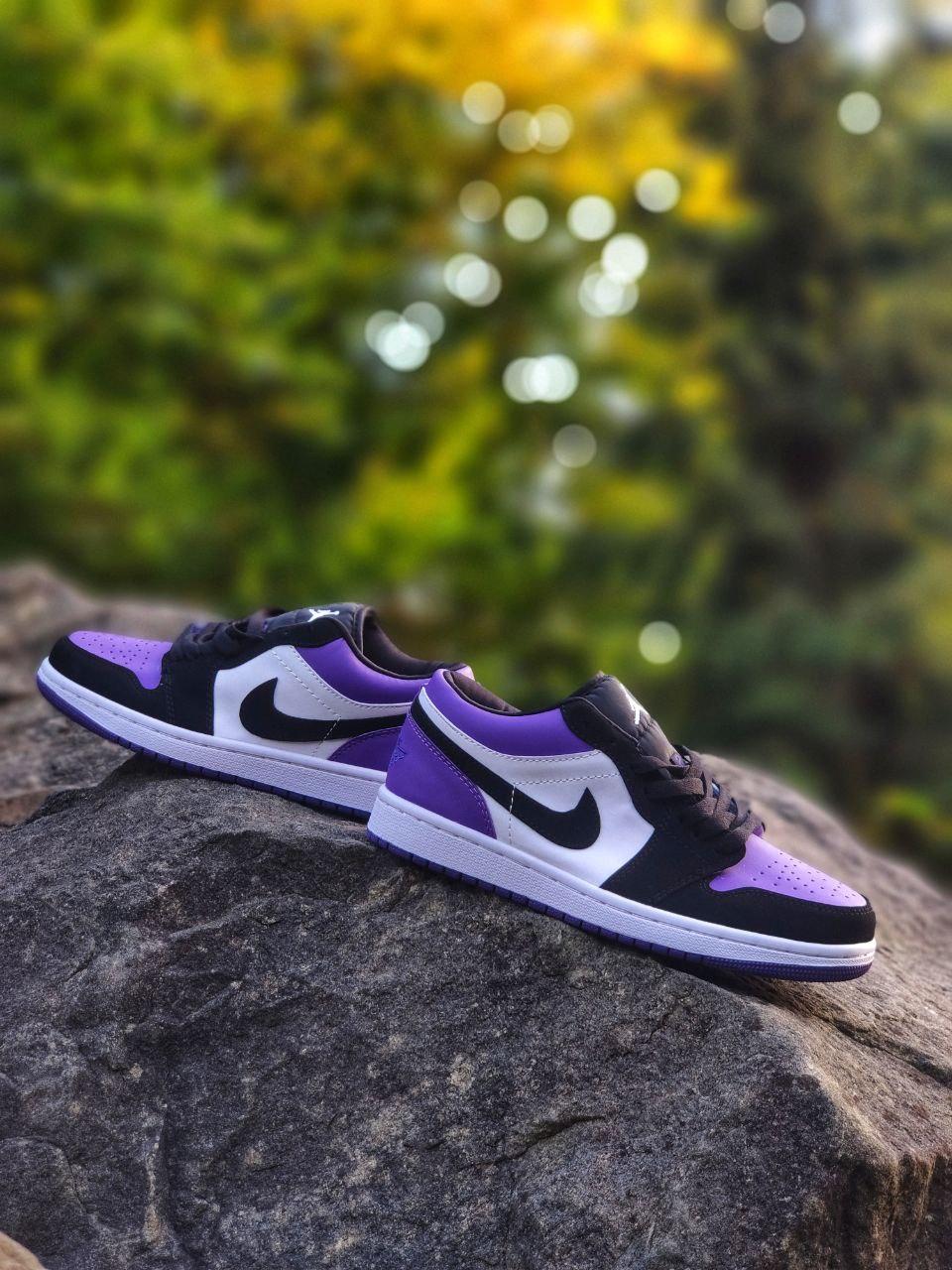 Nike Air Jordan Retro 1 Low Purple (шкіра) (Топ якість) Жіночі Кросівки, Женская обувь - фото 1 - id-p2179230003