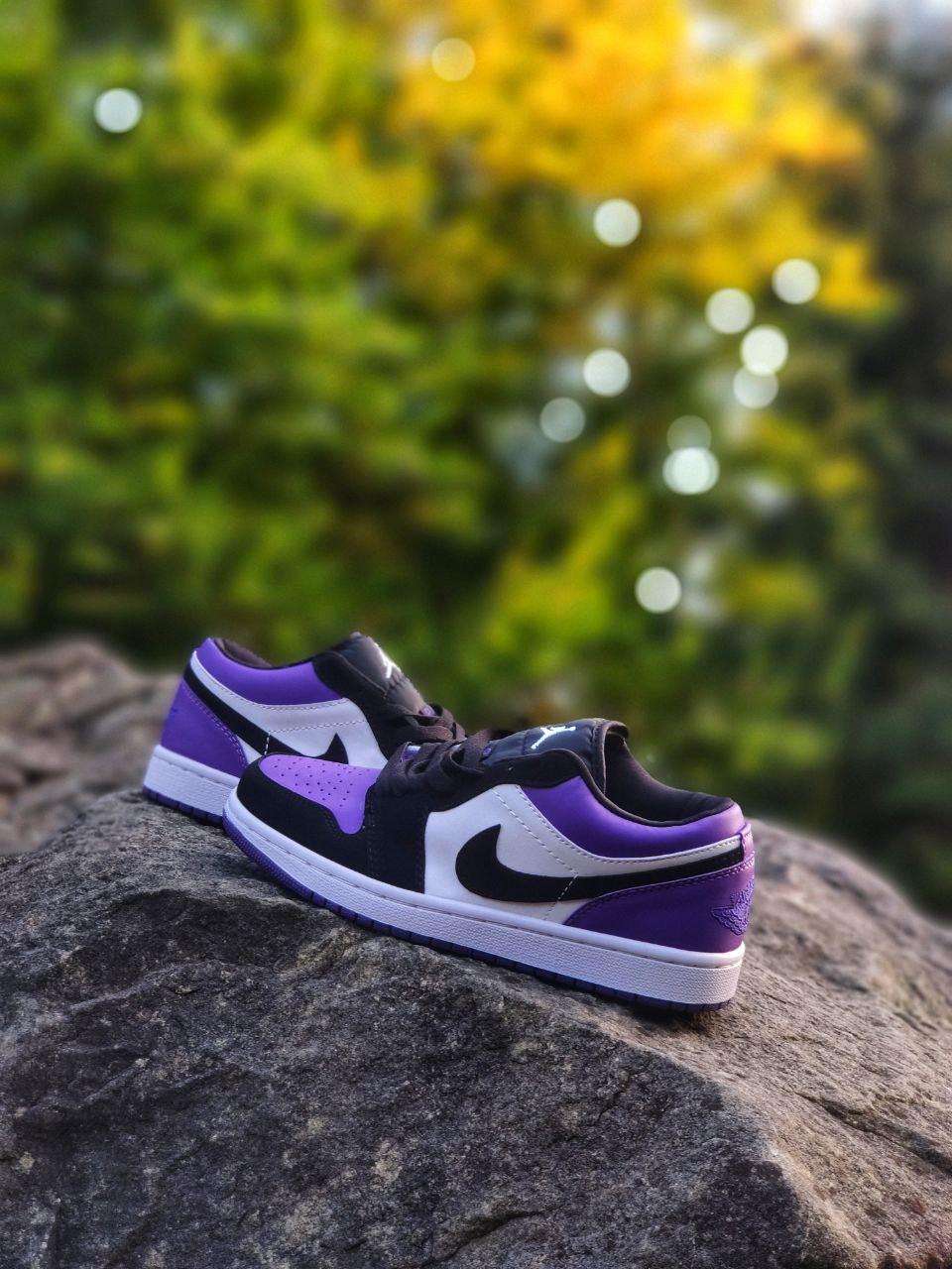 Nike Air Jordan Retro 1 Low Purple (шкіра) (Топ якість) Жіночі Кросівки, Женская обувь - фото 2 - id-p2179230003