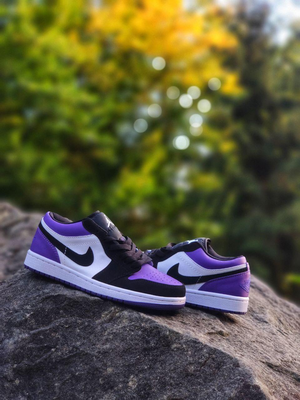 Nike Air Jordan Retro 1 Low Purple (шкіра) (Топ якість) Жіночі Кросівки, Женская обувь - фото 3 - id-p2179230003
