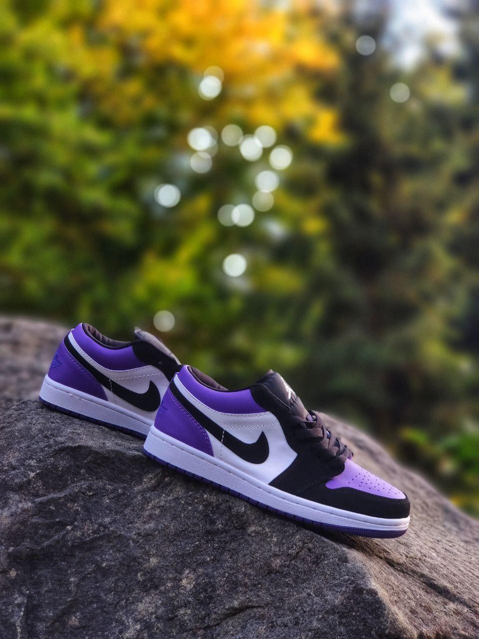 Nike Air Jordan Retro 1 Low Purple (шкіра) (Топ якість) Жіночі Кросівки, Женская обувь - фото 4 - id-p2179230003