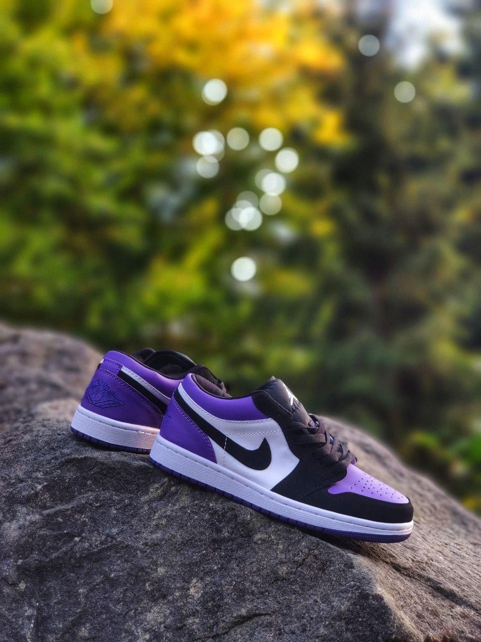 Nike Air Jordan Retro 1 Low Purple (шкіра) (Топ якість) Жіночі Кросівки, Женская обувь - фото 5 - id-p2179230003