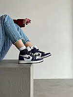 Женские кроссовки Nike Air Jordan 1 Retro High, кожа, фиолетовый, черный, белый, Найк Еір Джордан Ретро Хай