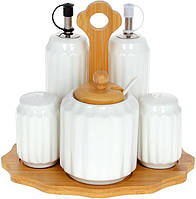 Набор емкости для специй для масла уксуса соли перца сахара Bona Purity 21х16х20.5 см Белый ( GG, код: 7887573