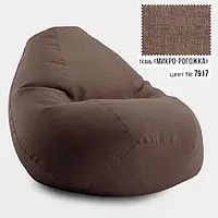 Кресло мешок пуф груша Овал XL 90x135 Серый Премиум Рогожка + внутренний чехол коричневый