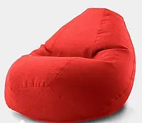 Кресло мешок пуф груша Овал XL 90x135 Серый Премиум Рогожка + внутренний чехол Красный