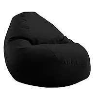 Кресло мешок пуф груша Овал XL 90x135 Серый Премиум Рогожка + внутренний чехол Черный