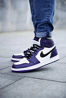 Жіночі кросівки Nike Air Jordan 1 Retro High, шкіра, фіолетовий, чорний, білий, Найк Eir Джордан Ретро Хай