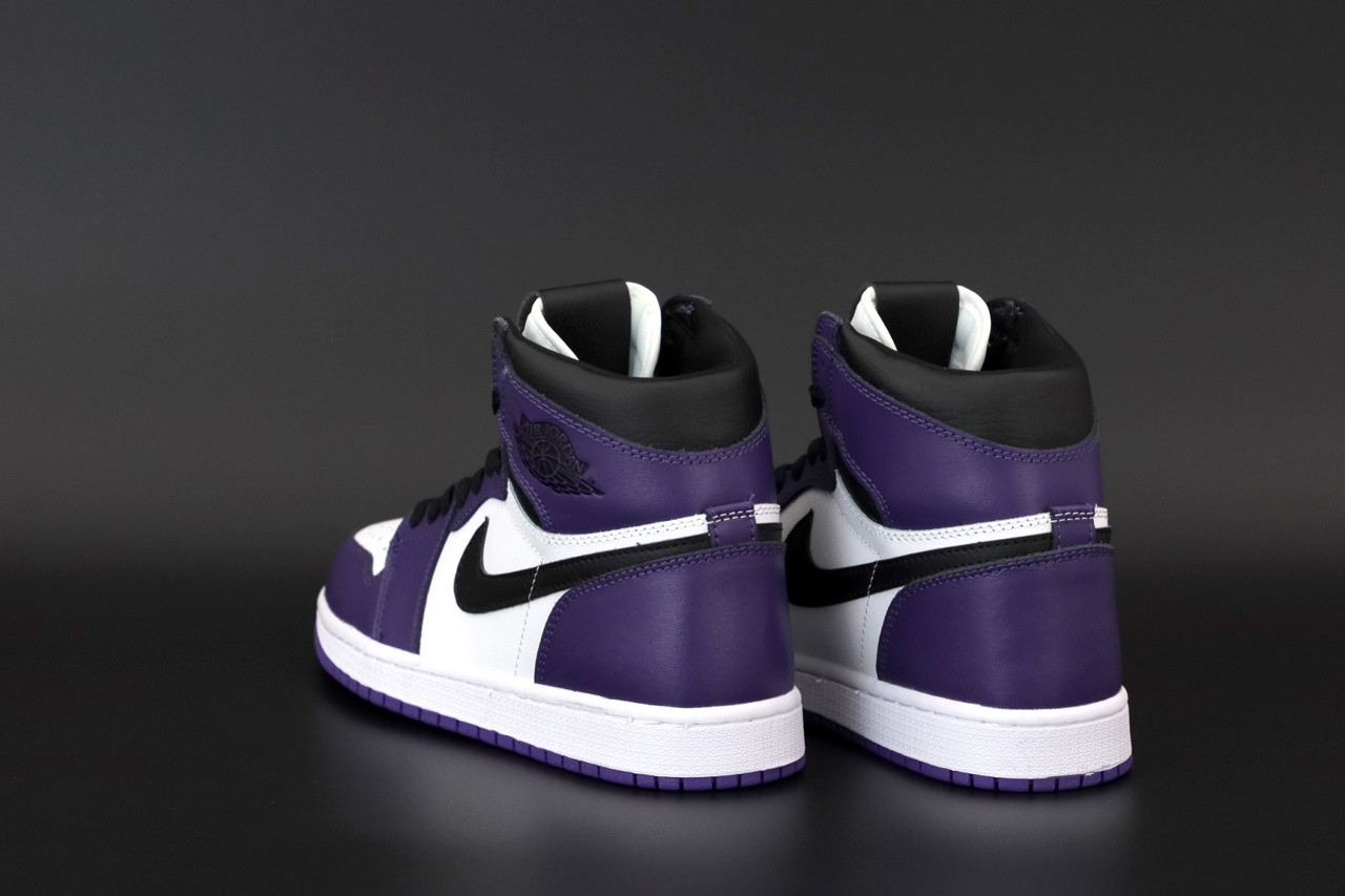 Женские кроссовки Nike Air Jordan 1 Retro High, кожа, фиолетовый, черный, белый, Найк Еір Джордан Ретро Хай - фото 5 - id-p2179240273
