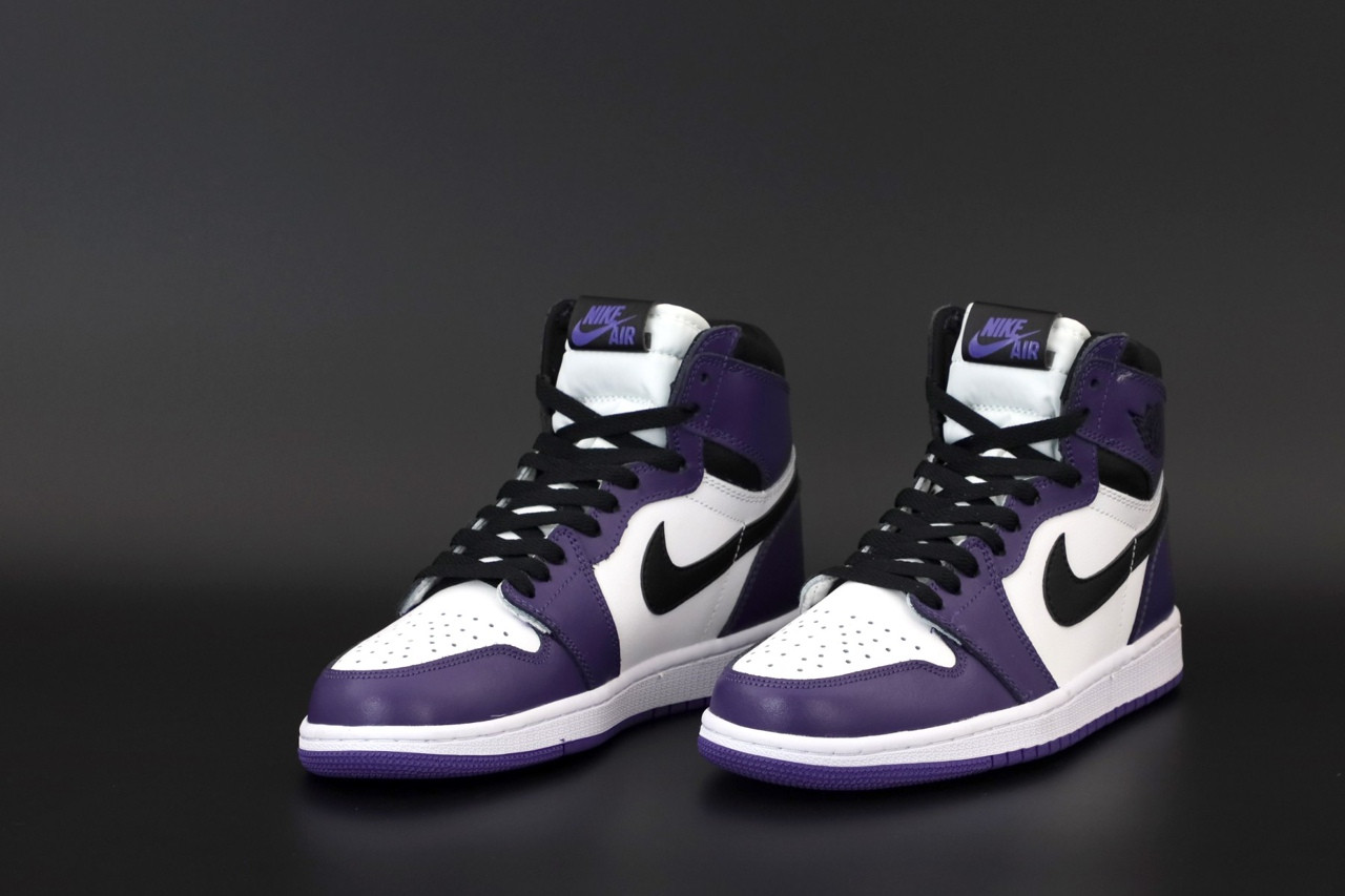 Женские кроссовки Nike Air Jordan 1 Retro High, кожа, фиолетовый, черный, белый, Найк Еір Джордан Ретро Хай - фото 6 - id-p2179240273