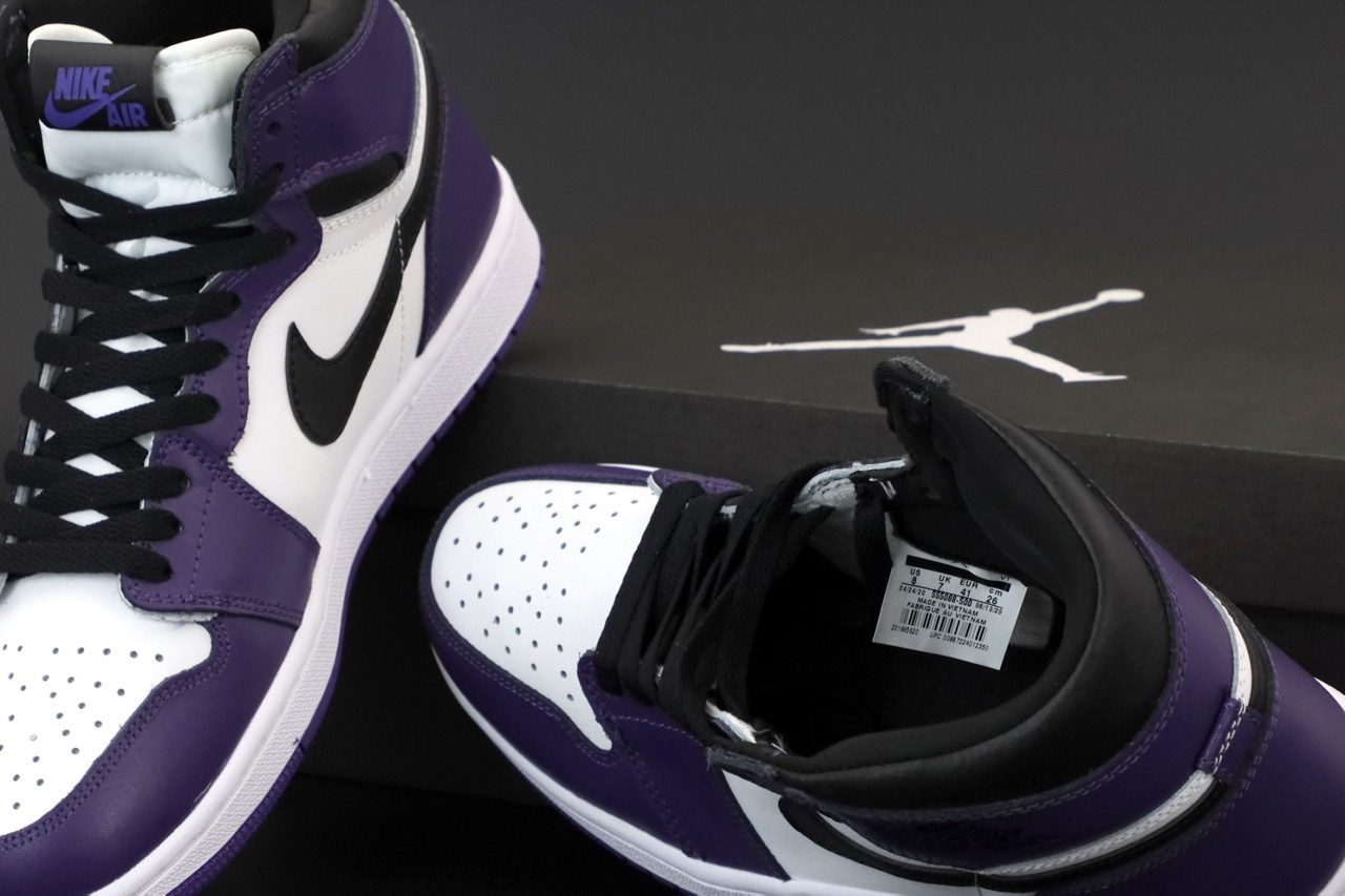 Женские кроссовки Nike Air Jordan 1 Retro High, кожа, фиолетовый, черный, белый, Найк Еір Джордан Ретро Хай - фото 7 - id-p2179240273