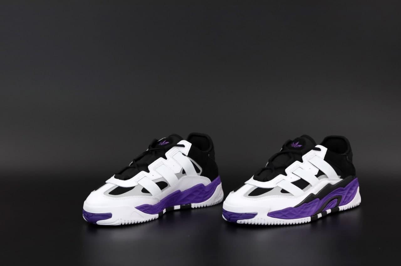 Мужские кроссовки Adidas Niteball, черный, белый, фиолетовый, рефлектив, Вьетнам Адідас Найтбол - фото 5 - id-p2179240284