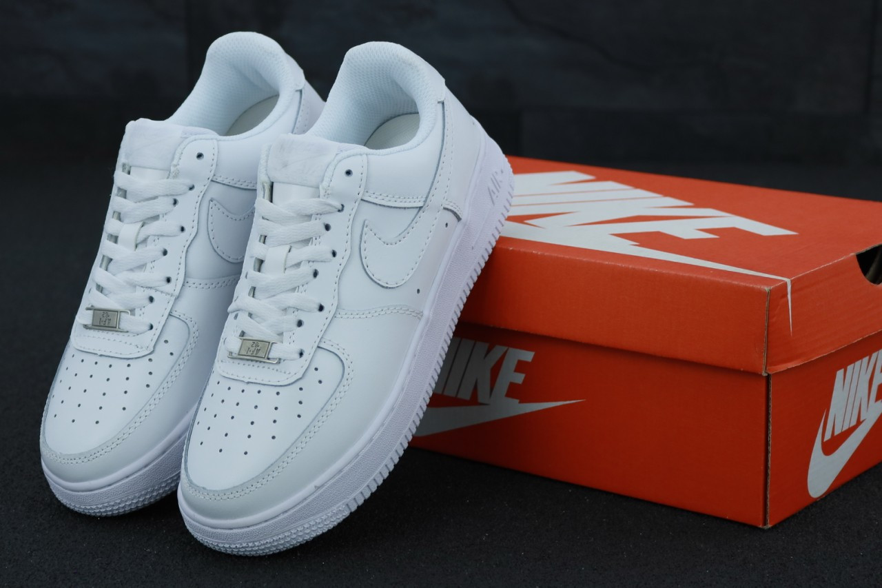 Женские кроссовки Nike Air Force 1 Low, кожа, белый, Вьетнам Найк Еір форс шкіряні білі - фото 5 - id-p2179240289