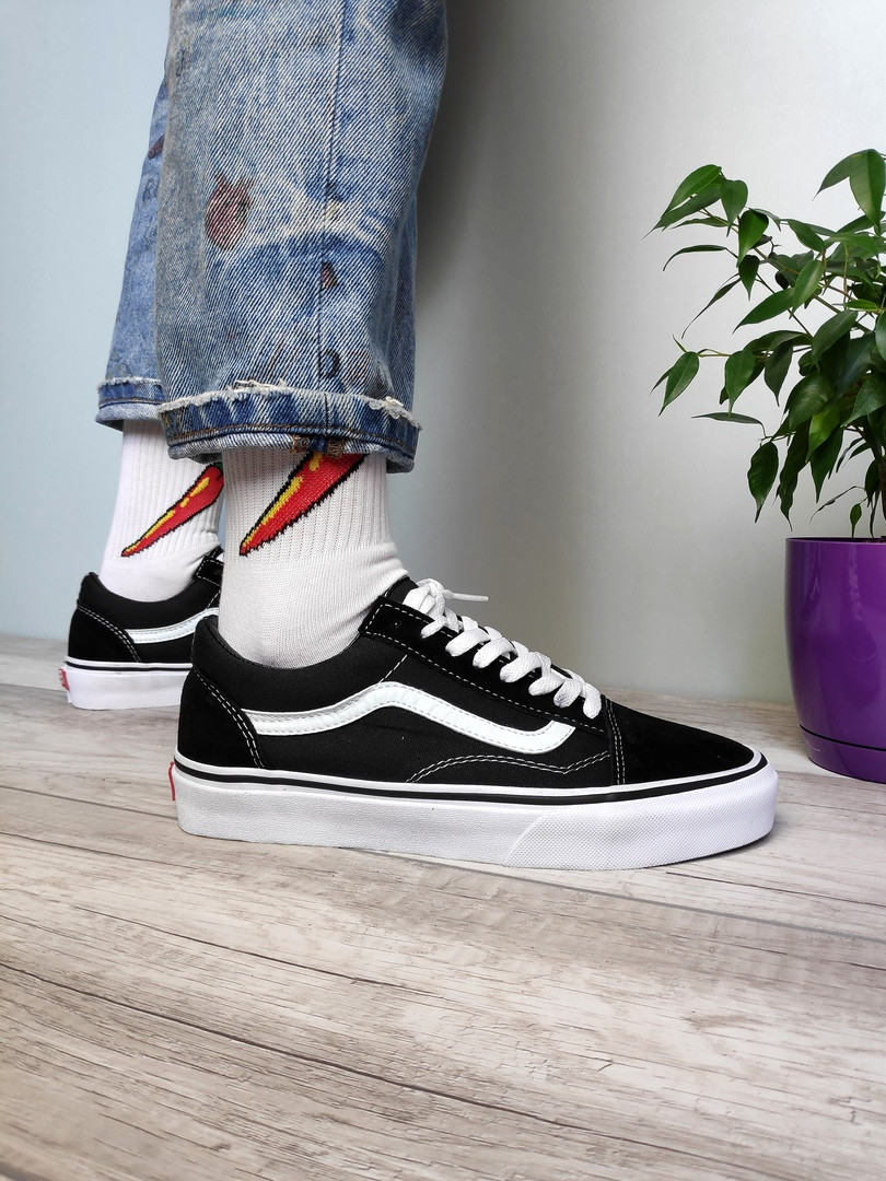 Женские кеды в стиле Vans Old Skool, черно-белый, Китай Ванс Олд Скул чорно-білі - фото 6 - id-p2179240305