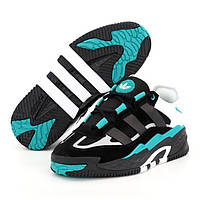 Мужские кроссовки Adidas Niteball, черный, белый, бирюзовый, рефлектив, Вьетнам 42
