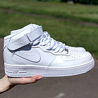 Женские кроссовки Nike Air Force 1 Mid, кожа, белый, Вьетнам Найк Еір Форс 1 Мід шкіряні білі