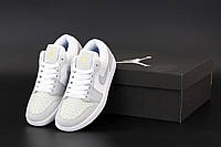 Женские кроссовки Nike Air Jordan 1 Retro Low, кожа, белый, серый, Вьетнам 37