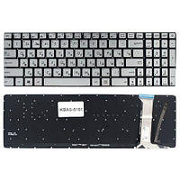 Клавіатура для ноутбука ASUS GL552, GL552V, GL552J, GL552JX, GL552VL, GL552VW, GL552VX Silver, RU, без рамки