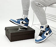 Мужские кроссовки Nike Air Jordan 1 Retro, синий, белый, чёрный Вьетнам