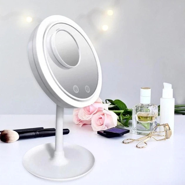 Круглое настольное зеркало с подсветкой и вентилятором Beauty Breeze Mirror FRF74G - фото 3 - id-p2093380522