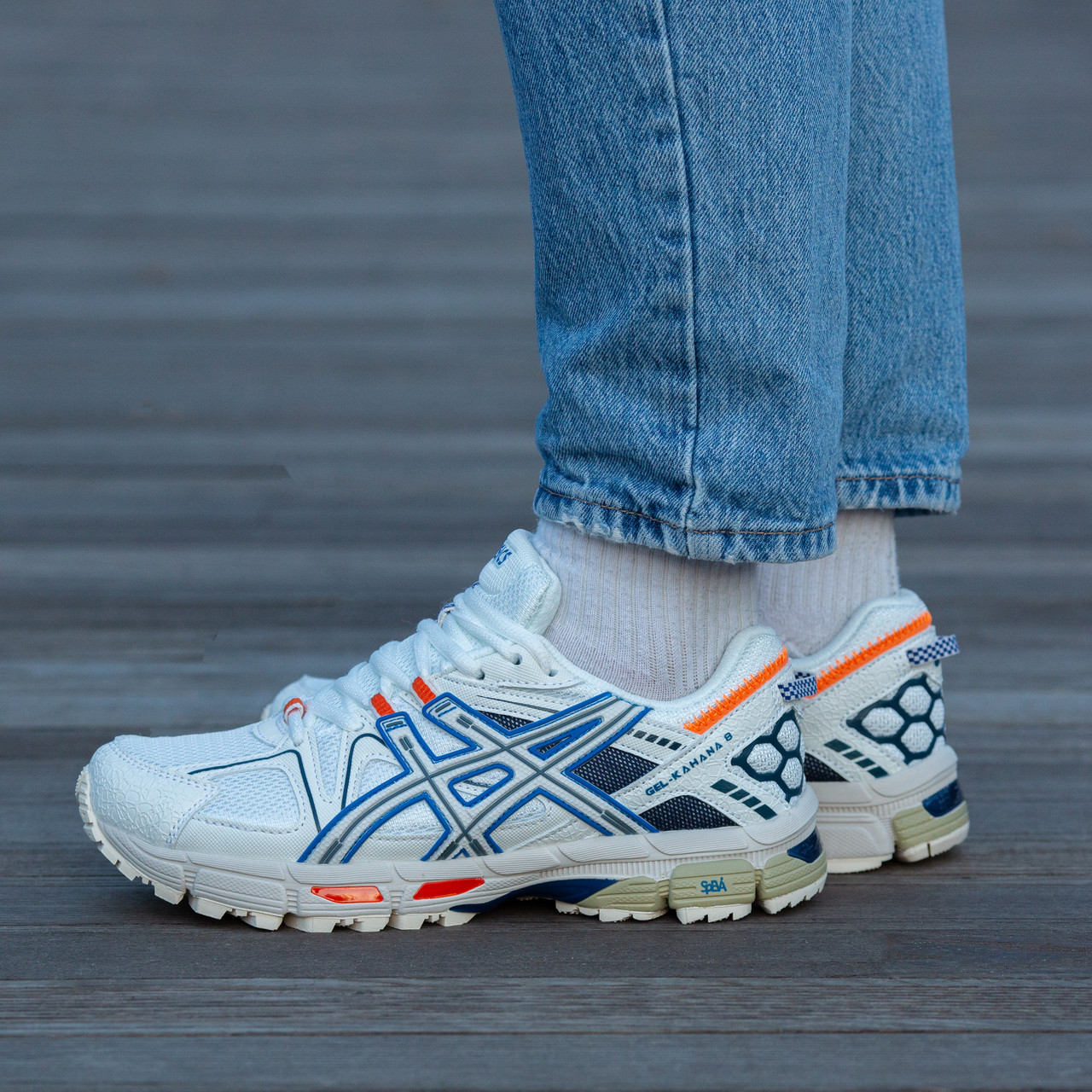 Кросівки чоловічі білі Asics Gel-Kahana 8 White Blue Orange  (13349), фото 1