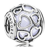 Срібний шарм Pandora Білі ажурні серця 792036NOW