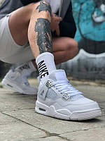 Мужские кроссовки Nike Air Jordan 4 Retro, кожа, белый, Китай Найк Еір Джордан 4 ретро білі шкіряні 42
