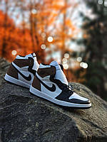 Nike Air Jordan 1 Darck Mocha (Белый Коричневый) (Топ якість) Чоловічі Кросівки, Мужская обувь 45(29см)