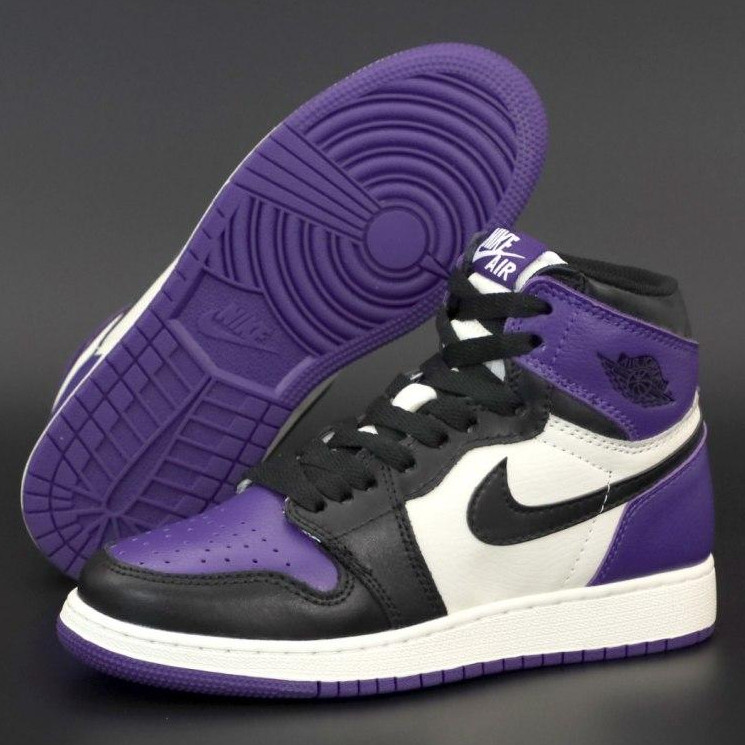 Женские кроссовки Nike Air Jordan 1 Retro High, Найк Еір Джордан 1 ретро хай чорні з фіолетовим - фото 4 - id-p2179250991