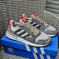 Мужские кроссовки Adidas ZX500, серый, красный, Вьетнам Адідас ЗІКС500 сірі з червоним