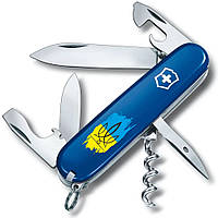 Складной нож Victorinox Spartan Ukraine 91мм 12 функций Синий Трезубец фигурный на фоне флага