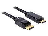 Кабель монітора-адаптер Delock DisplayPort-HDMI M/M (HDMIекран) 1.0m v1.1 1080p DP++ 3xShielded Pas чорний