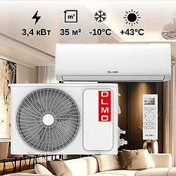 Кондиціонер OLMO Inventa Delux OSH-14LDH 3,4 кВт, 220 В, площа 35 м², ON/OFF до -10/+43°C