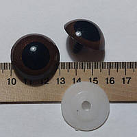 Коричневые глаза для игрушек, Ø30мм(с зажимами)