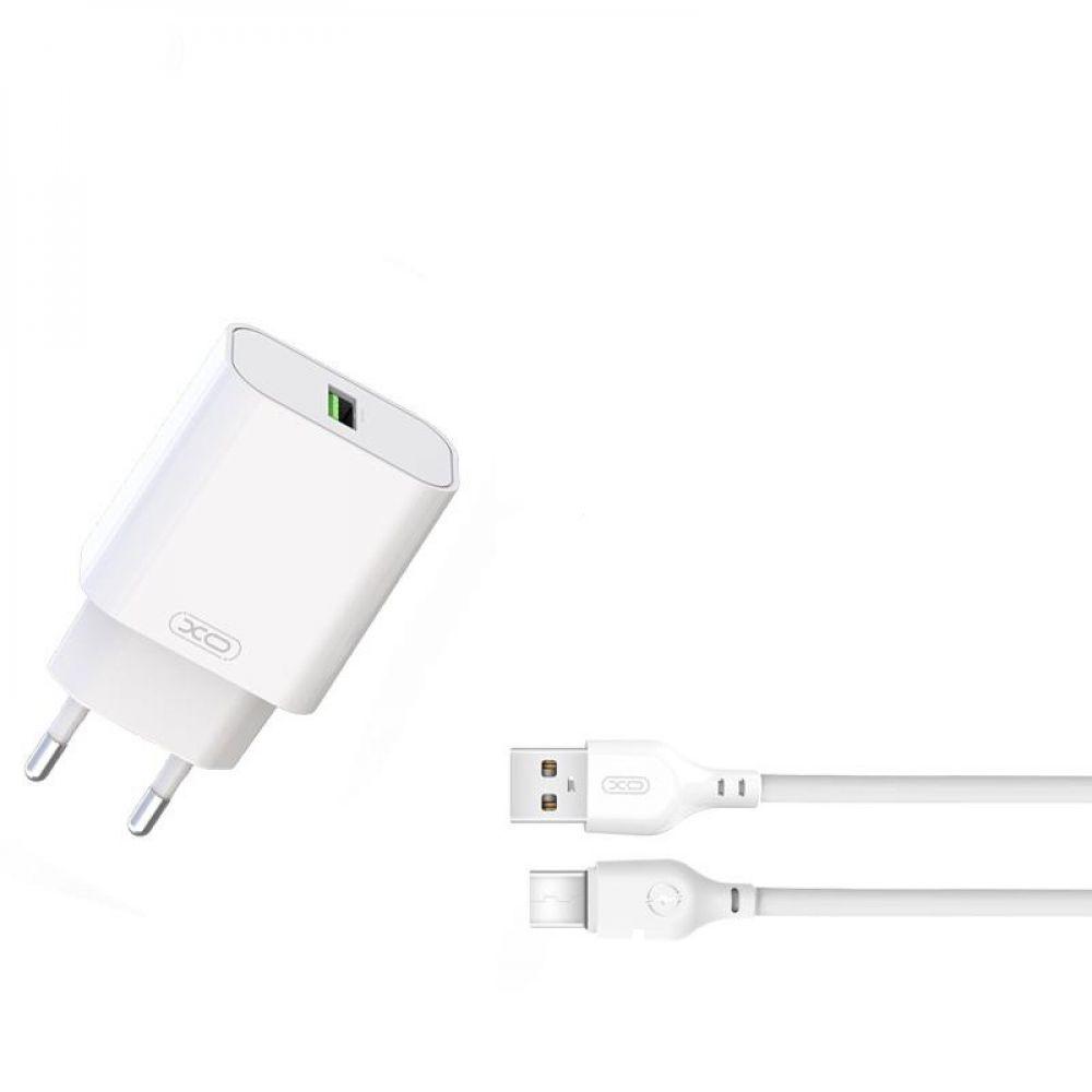 Сетевое Зарядное Устройство XO L103 1USB QC 18W+USB to Type-C Цвет Белый - фото 1 - id-p2179283567