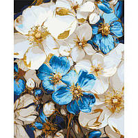 Картина по номерам 50*60 см Бело голубые цветы с красками металлик Оригами LW 3293-big exclusive [tsi237657-ТS
