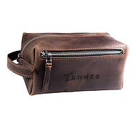 Кожаный несессер Tanner мужская косметичка 11 х 21,5 х 10,5 см Коричневый GG, код: 6993830