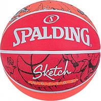 Мяч баскетбольный резиновый №7 Spalding Sketch Drible Красный (689344406145) (84381Z)