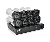 Комплект відеоспостереження Outdoor 017-8-5MP Pipo (8 вуличні камери, кабелі, блок живлення, відеореєстратор