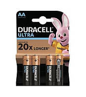 Батарейки щелочные пальчиковые (AA) Duracell Ultra Alkaline AA (LR6), 1.5V (Упаковка 4 шт) hr